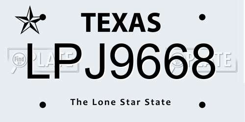 LPJ9668 Texas License Plate