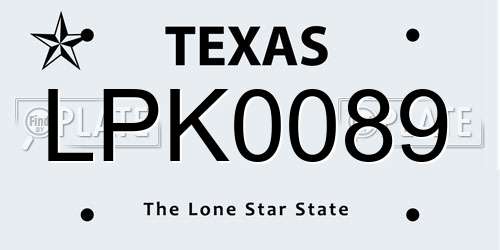 LPK0089 Texas License Plate