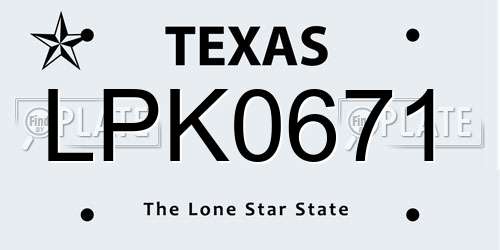 LPK0671 Texas License Plate