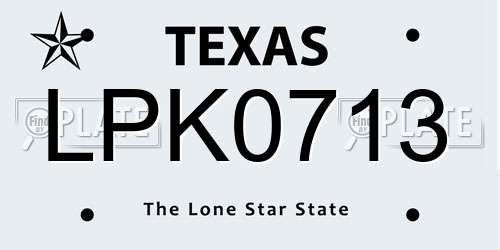LPK0713 Texas License Plate