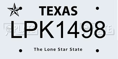 LPK1498 Texas License Plate