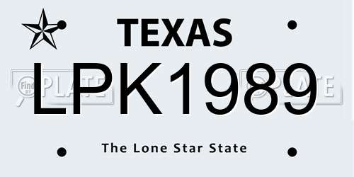LPK1989 Texas License Plate