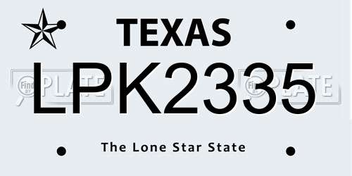 LPK2335 Texas License Plate