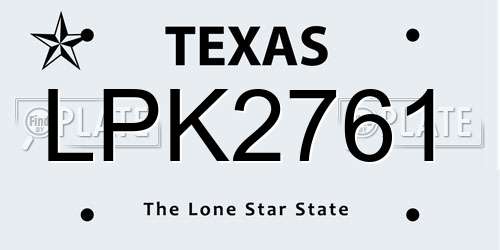 LPK2761 Texas License Plate