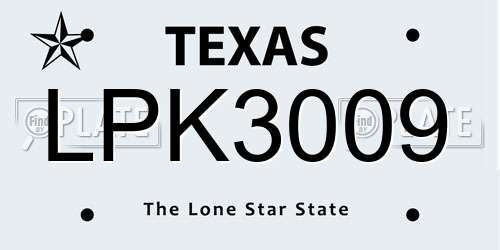 LPK3009 Texas License Plate