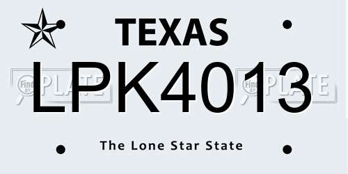 LPK4013 Texas License Plate