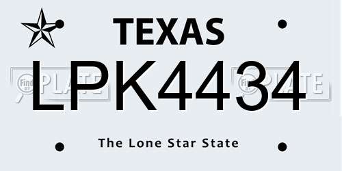 LPK4434 Texas License Plate