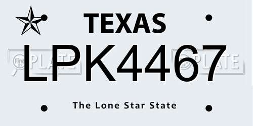 LPK4467 Texas License Plate