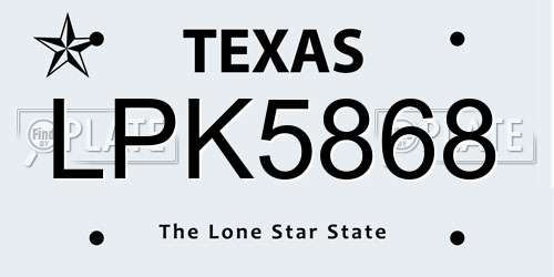 LPK5868 Texas License Plate