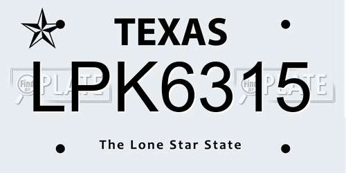LPK6315 Texas License Plate
