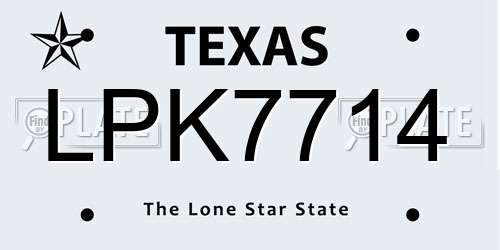 LPK7714 Texas License Plate