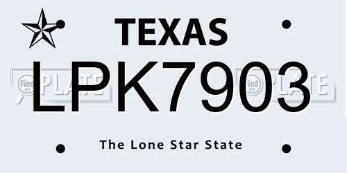LPK7903 Texas License Plate