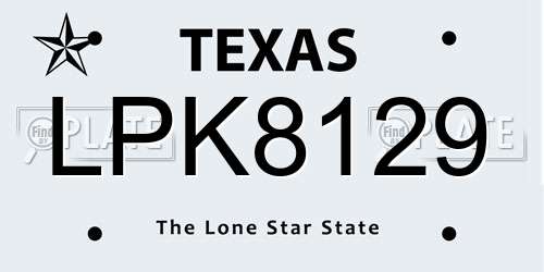 LPK8129 Texas License Plate