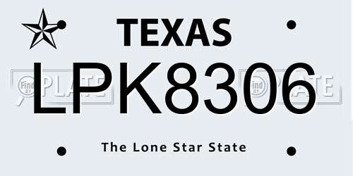 LPK8306 Texas License Plate