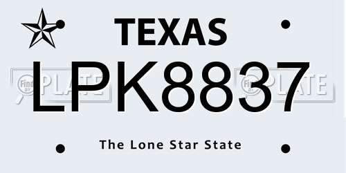 LPK8837 Texas License Plate