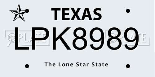 LPK8989 Texas License Plate