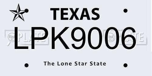 LPK9006 Texas License Plate