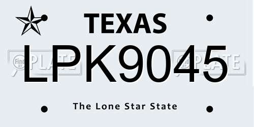 LPK9045 Texas License Plate