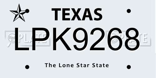 LPK9268 Texas License Plate