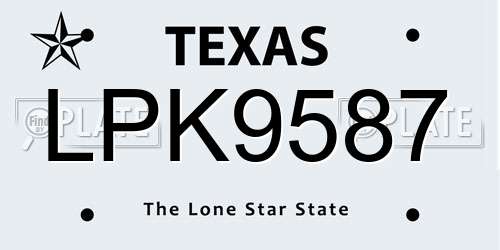 LPK9587 Texas License Plate