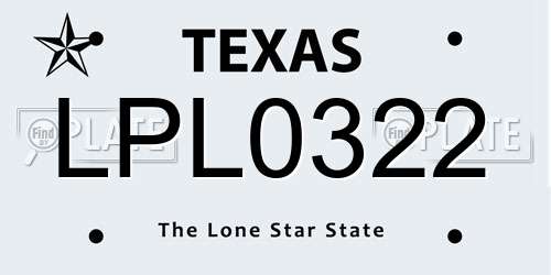 LPL0322 Texas License Plate