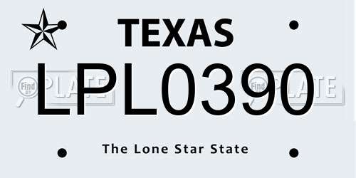 LPL0390 Texas License Plate