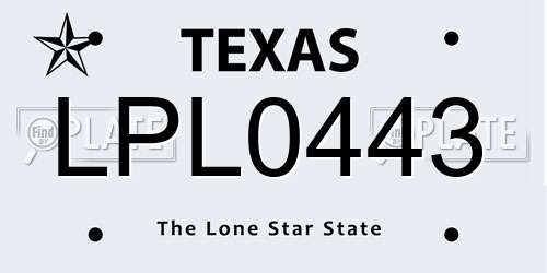 LPL0443 Texas License Plate