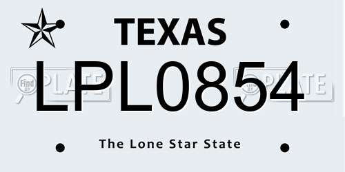 LPL0854 Texas License Plate