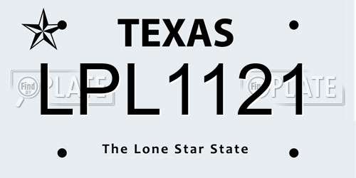 LPL1121 Texas License Plate