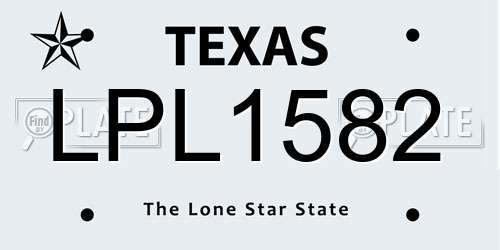 LPL1582 Texas License Plate