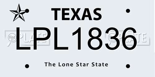 LPL1836 Texas License Plate