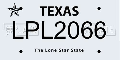 LPL2066 Texas License Plate