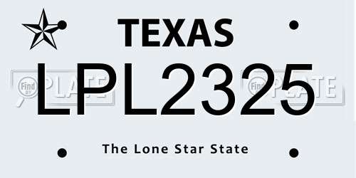 LPL2325 Texas License Plate