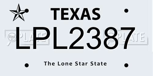LPL2387 Texas License Plate