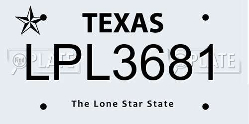 LPL3681 Texas License Plate