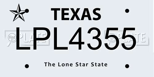 LPL4355 Texas License Plate