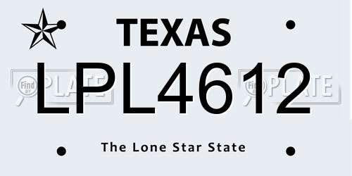 LPL4612 Texas License Plate