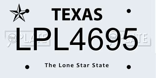 LPL4695 Texas License Plate