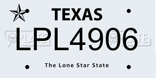 LPL4906 Texas License Plate