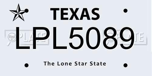 LPL5089 Texas License Plate