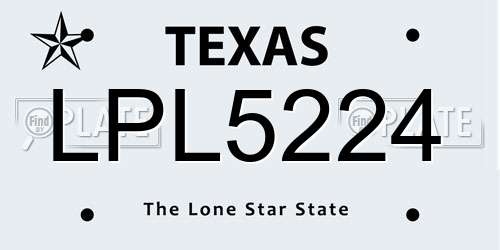 LPL5224 Texas License Plate