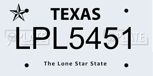 LPL5451 Texas License Plate