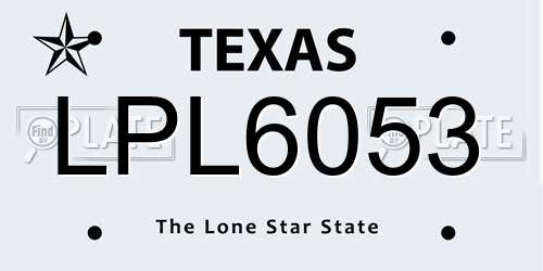 LPL6053 Texas License Plate