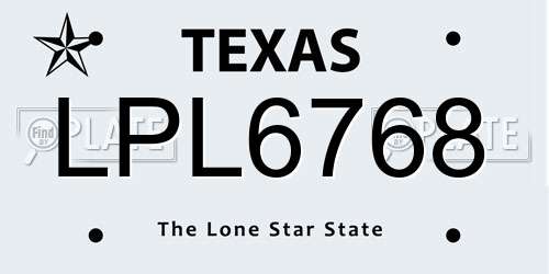 LPL6768 Texas License Plate