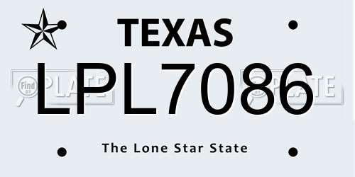 LPL7086 Texas License Plate