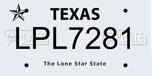 LPL7281 Texas License Plate