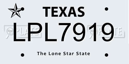 LPL7919 Texas License Plate