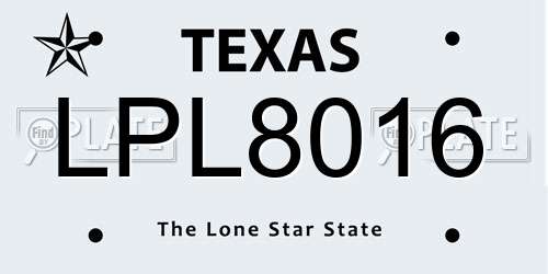 LPL8016 Texas License Plate