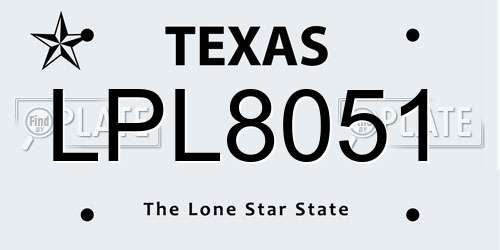 LPL8051 Texas License Plate