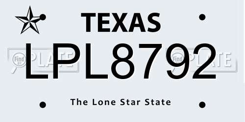 LPL8792 Texas License Plate
